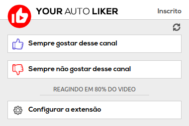 Página da extensão que permite adicionar um canal a lista de sempre gostar dos videos